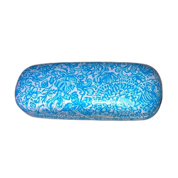 LILLY PULITZER Eyeglass Case Blue Teal White Floral 6.5 x 2 x 2.5 inches - Picture 4 of 11
